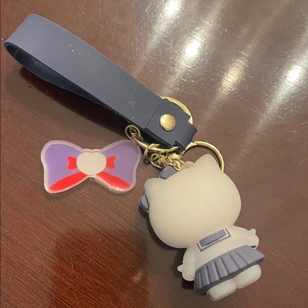 Hello Kitty Keychain with Navy Accents new